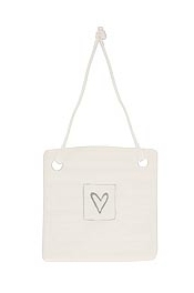 CERAMIC SQUARE DECORATION WITH HEART